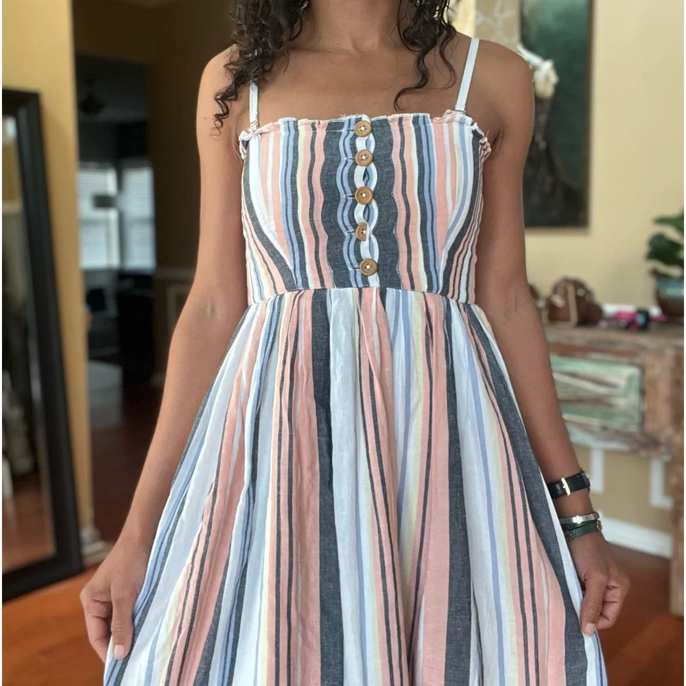 Free People Pink Multicolor Lilah Midi Dress